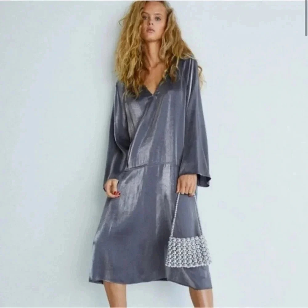 H&M High Sheen Dress $78 Size:XS